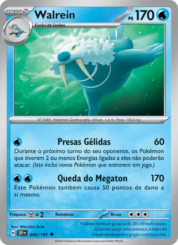 Walrein — Fagulhas Impetuosas 45 Portuguese Pokémon card