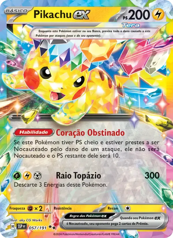 Pikachu ex — Fagulhas Impetuosas 57 Portuguese Pokémon card