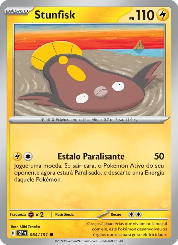 Stunfisk — Fagulhas Impetuosas 64 Portuguese Pokémon card