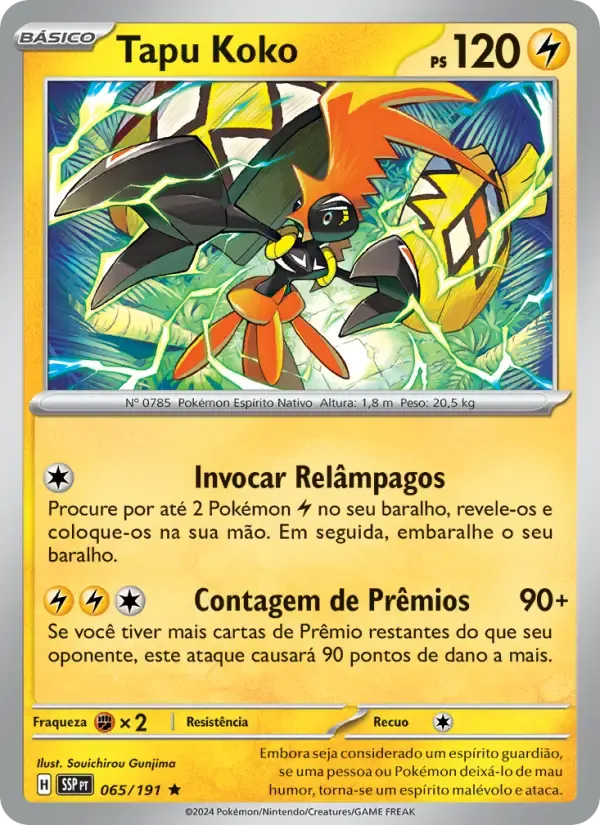 Tapu Koko — Fagulhas Impetuosas 65 Portuguese Pokémon card