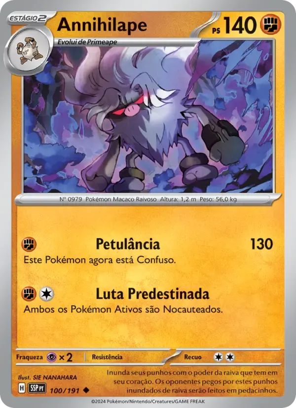 Annihilape — Fagulhas Impetuosas 100 Portuguese Pokémon card