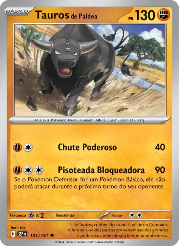 Tauros de Paldea — Fagulhas Impetuosas 101 Portuguese Pokémon card