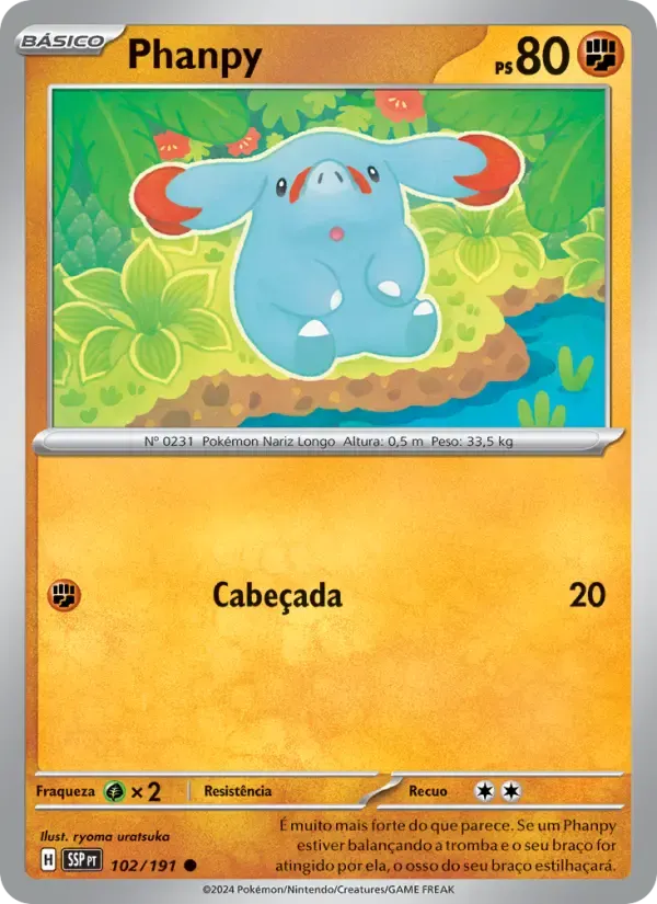 Phanpy — Fagulhas Impetuosas 102 Portuguese Pokémon card