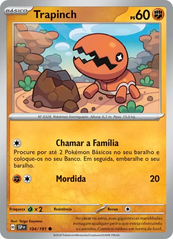 Trapinch — Fagulhas Impetuosas 104 Portuguese Pokémon card