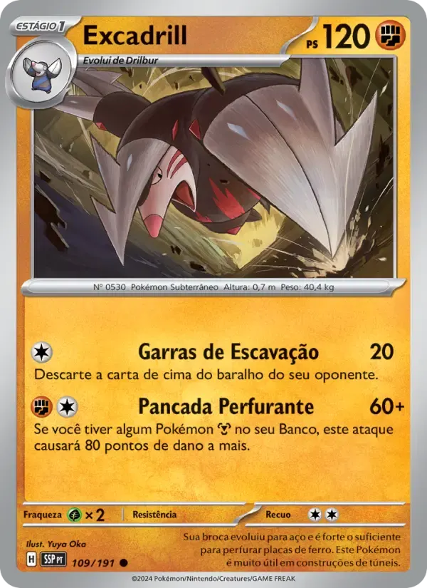 Excadrill — Fagulhas Impetuosas 109 Portuguese Pokémon card