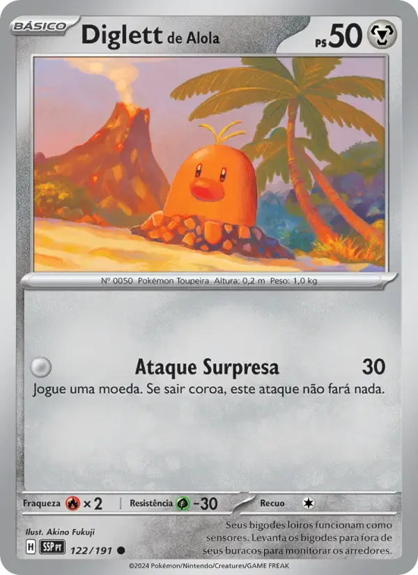 Diglett de Alola — Fagulhas Impetuosas 122 Portuguese Pokémon card