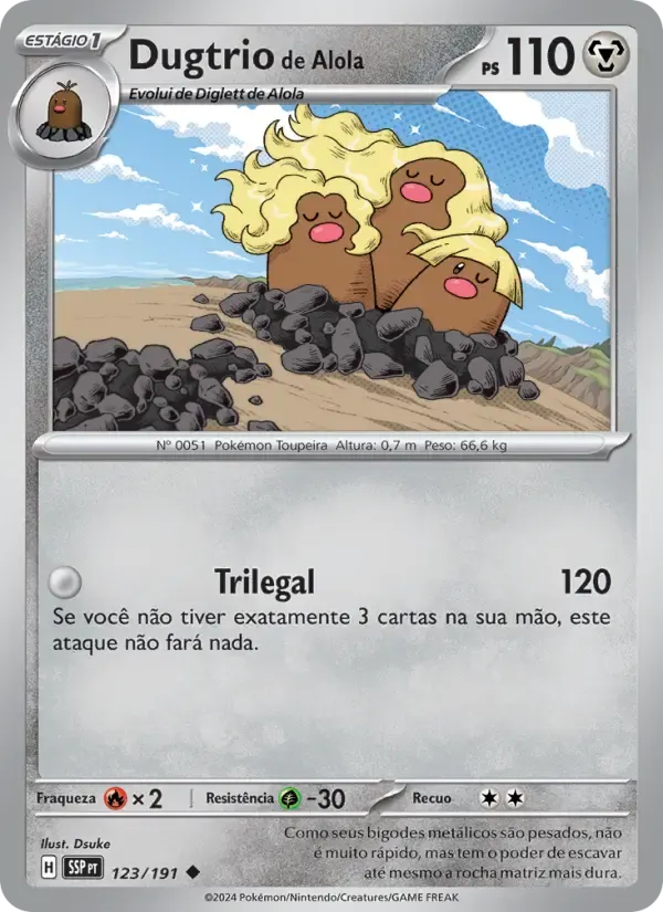 Dugtrio de Alola — Fagulhas Impetuosas 123 Portuguese Pokémon card