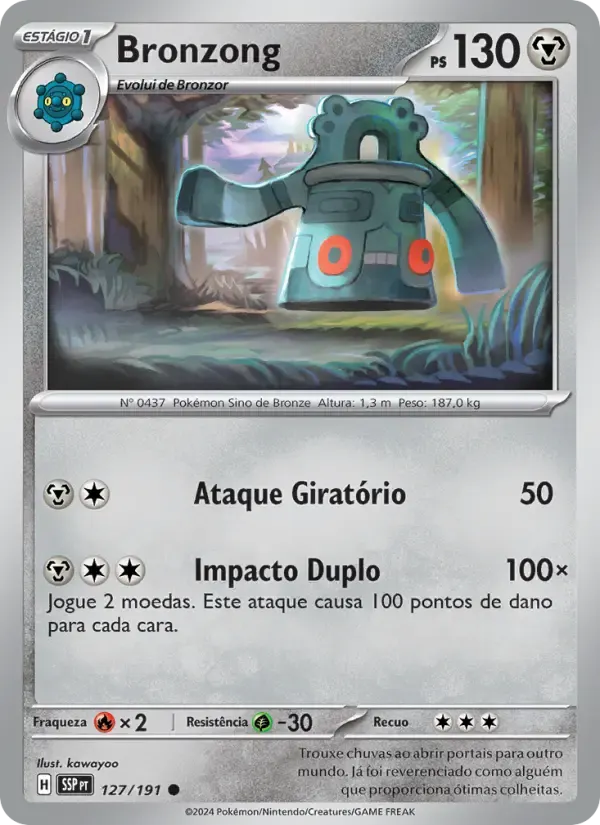 Bronzong — Fagulhas Impetuosas 127 Portuguese Pokémon card