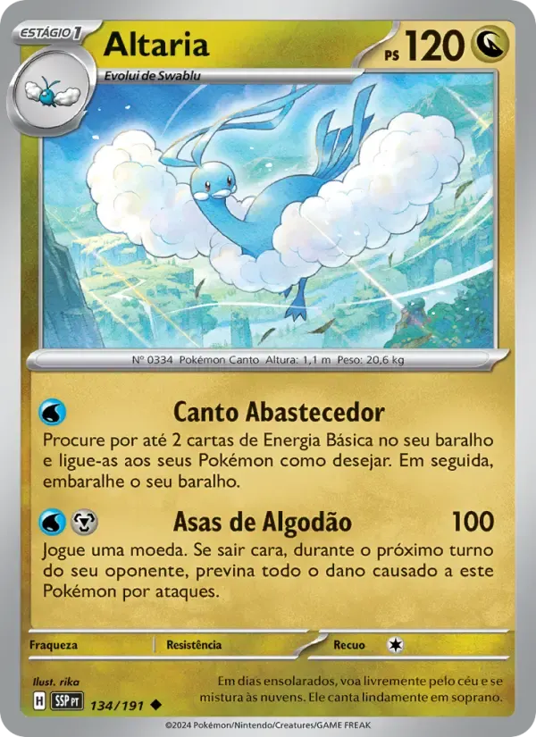 Altaria — Fagulhas Impetuosas 134 Portuguese Pokémon card