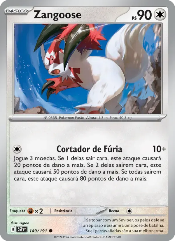 Zangoose — Fagulhas Impetuosas 149 Portuguese Pokémon card