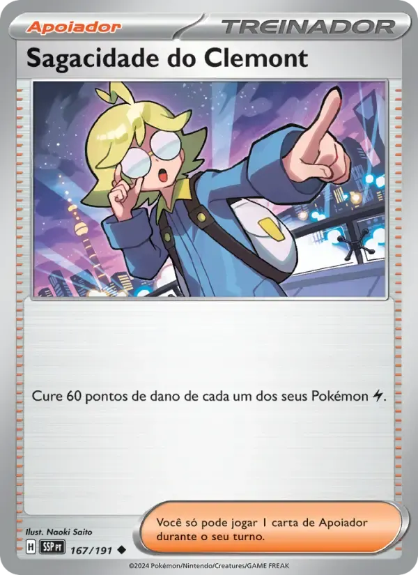 Sagacidade do Clemont — Fagulhas Impetuosas 167 Portuguese Pokémon card