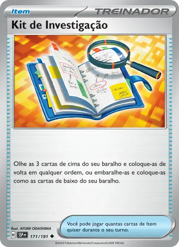 Kit de Investigação — Fagulhas Impetuosas 171 Portuguese Pokémon card