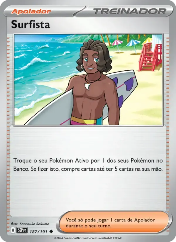 Surfista — Fagulhas Impetuosas 187 Portuguese Pokémon card