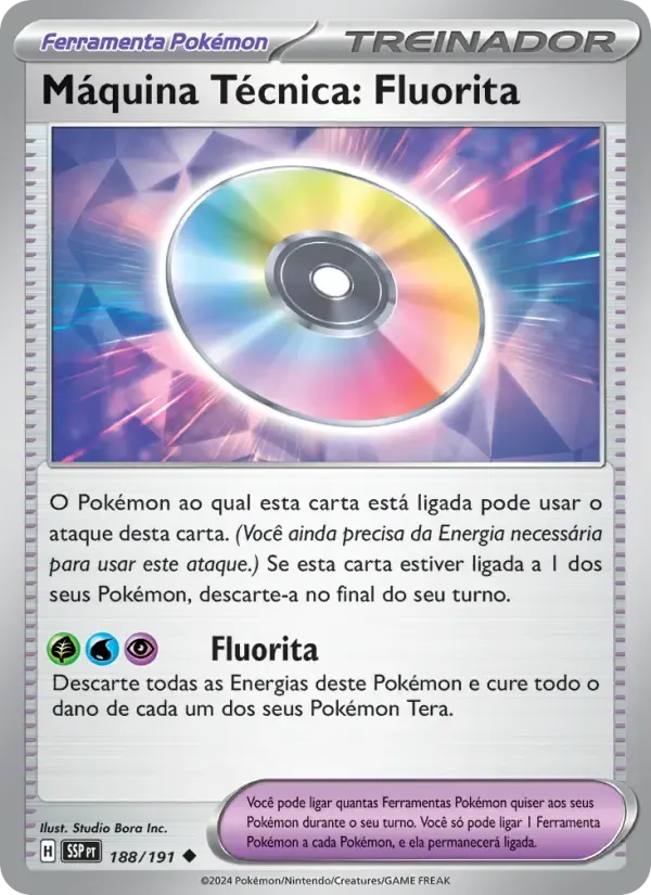 Máquina Técnica: Fluorita — Fagulhas Impetuosas 188 Portuguese Pokémon card