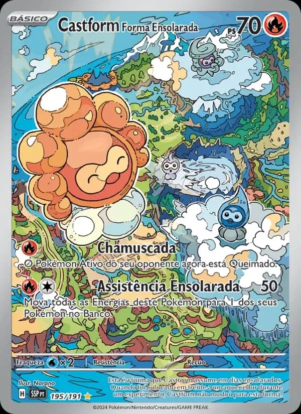 Castform Forma Ensolarada — Fagulhas Impetuosas 195 Portuguese Pokémon card