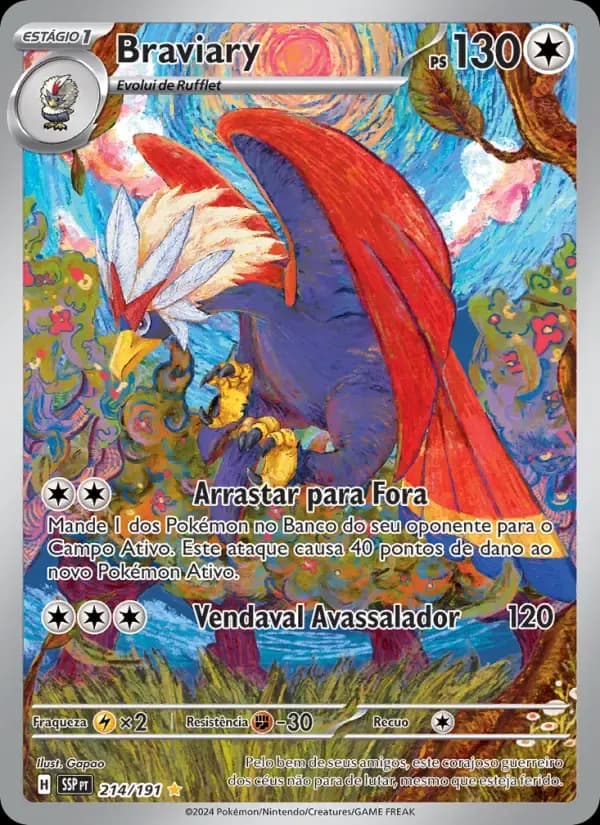 Braviary — Fagulhas Impetuosas 214 Portuguese Pokémon card