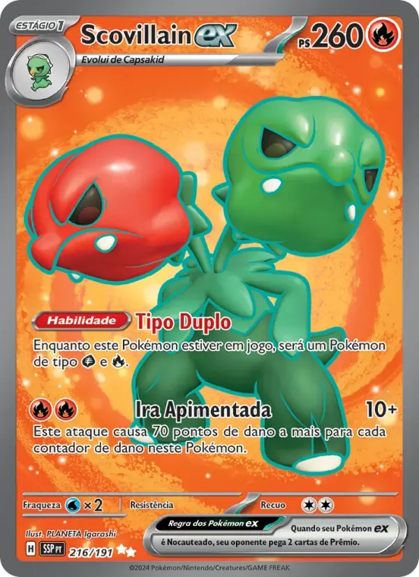 Scovillain ex — Fagulhas Impetuosas 216 Portuguese Pokémon card