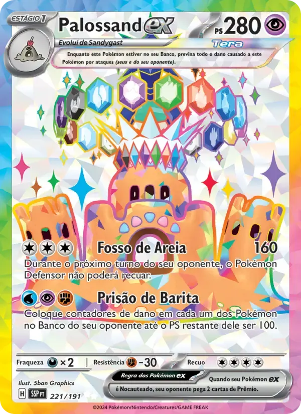Palossand ex — Fagulhas Impetuosas 221 Portuguese Pokémon card