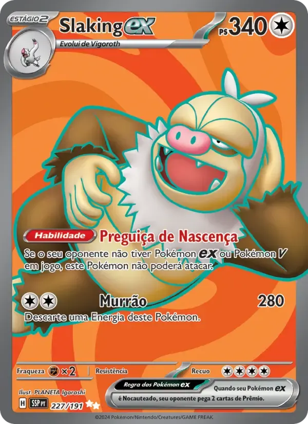 Slaking ex — Fagulhas Impetuosas 227 Portuguese Pokémon card