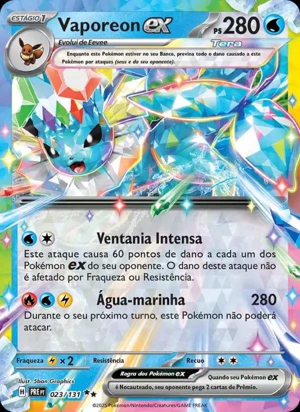 Vaporeon ex — Evoluções Prismáticas 23 Portuguese Pokémon card