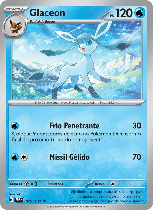 Glaceon — Evoluções Prismáticas 25 Portuguese Pokémon card