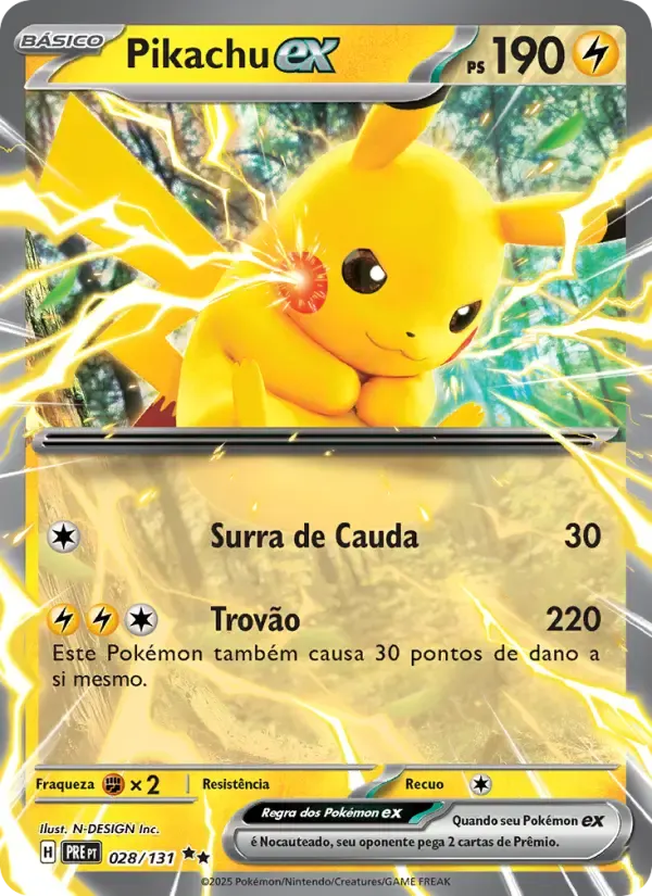 Pikachu ex — Evoluções Prismáticas 28 Portuguese Pokémon card