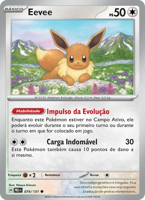 Eevee — Evoluções Prismáticas 74 Portuguese Pokémon card