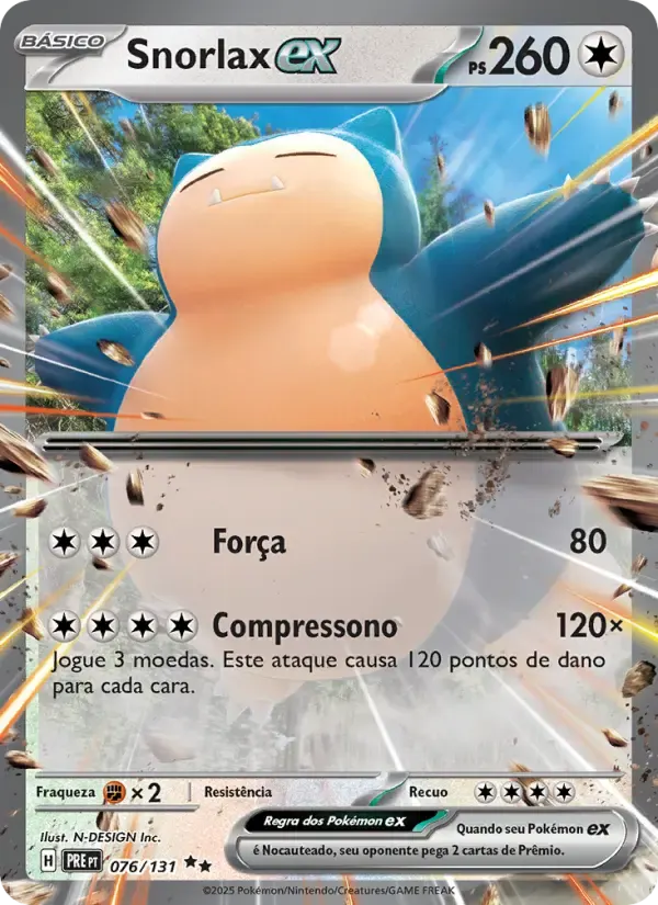 Snorlax ex — Evoluções Prismáticas 76 Portuguese Pokémon card