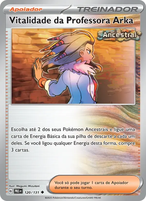 Vitalidade da Professora Arka — Evoluções Prismáticas 120 Portuguese Pokémon card
