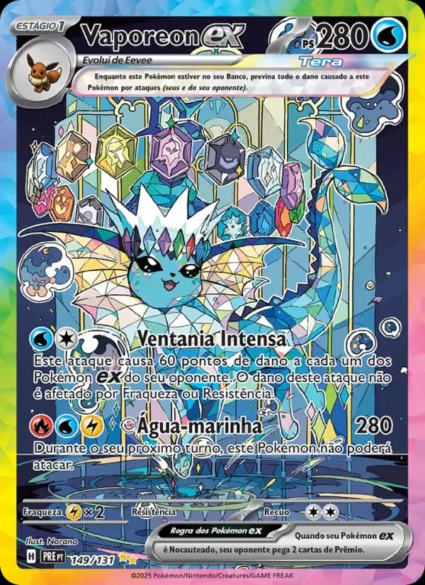 Vaporeon ex — Evoluções Prismáticas 149 Portuguese Pokémon card