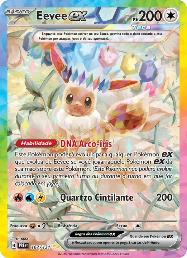 Eevee ex — Evoluções Prismáticas 167 Portuguese Pokémon card