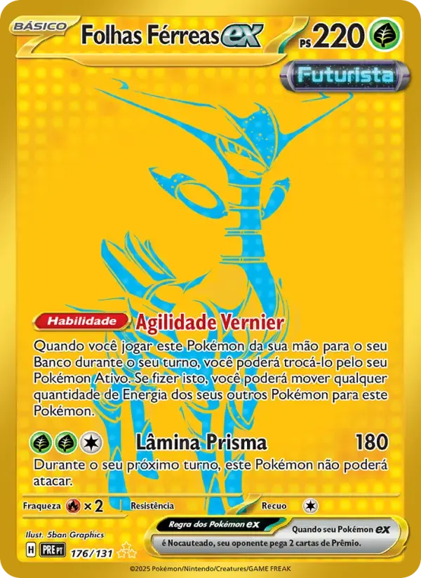 Folhas Férreas ex — Evoluções Prismáticas 176 Portuguese Pokémon card