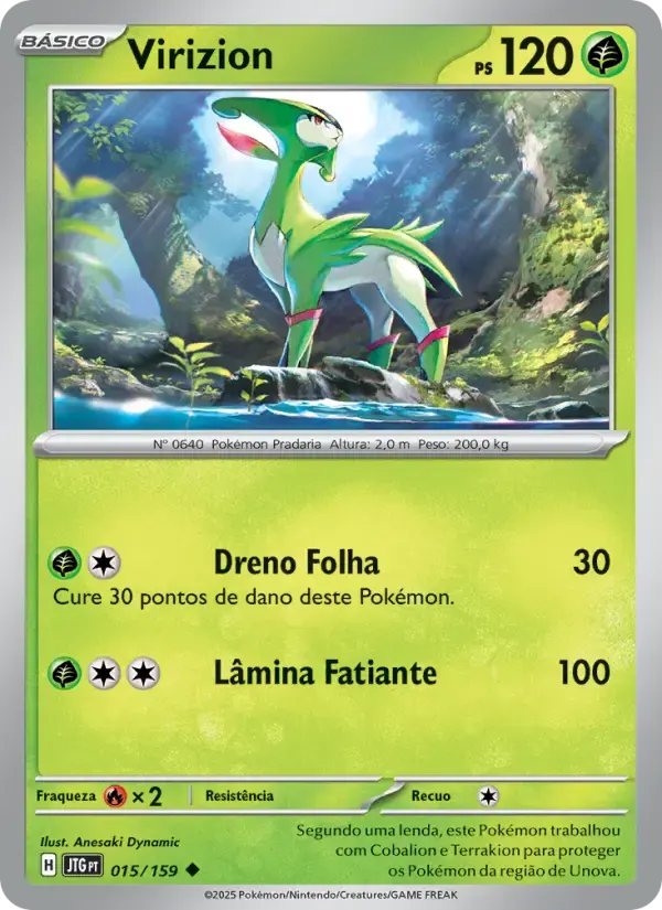 Virizion — Amigos de Jornada 15 Portuguese Pokémon card