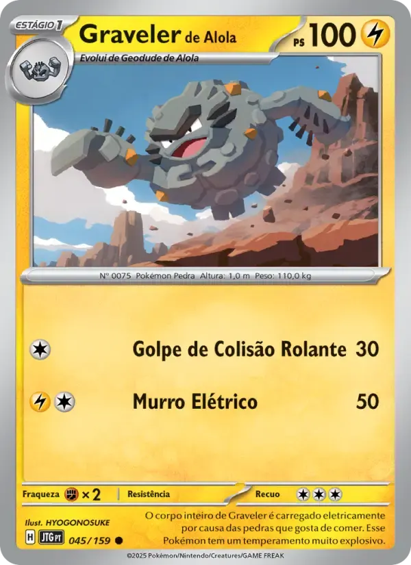 Graveler de Alola — Amigos de Jornada 45 Portuguese Pokémon card