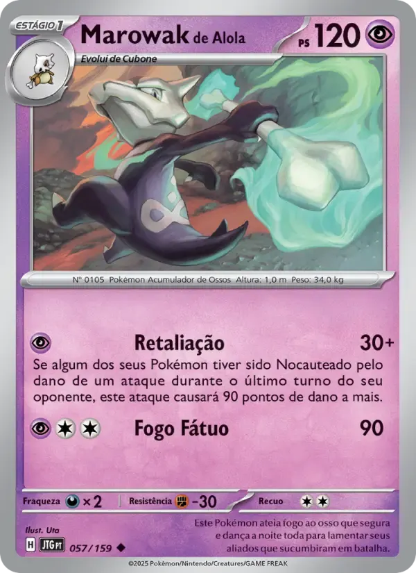 Marowak de Alola — Amigos de Jornada 57 Portuguese Pokémon card