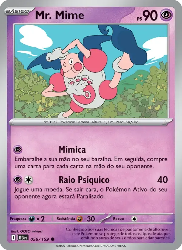 Mr. Mime — Amigos de Jornada 58 Portuguese Pokémon card