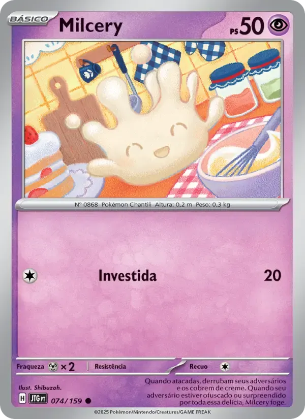 Milcery — Amigos de Jornada 74 Portuguese Pokémon card