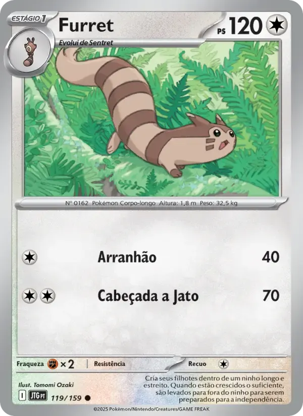 Furret — Amigos de Jornada 119 Portuguese Pokémon card