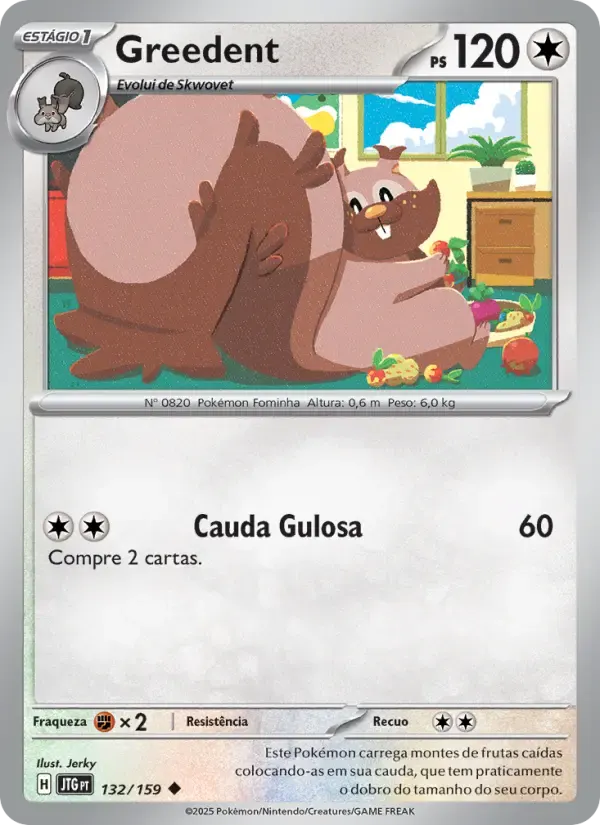 Greedent — Amigos de Jornada 132 Portuguese Pokémon card