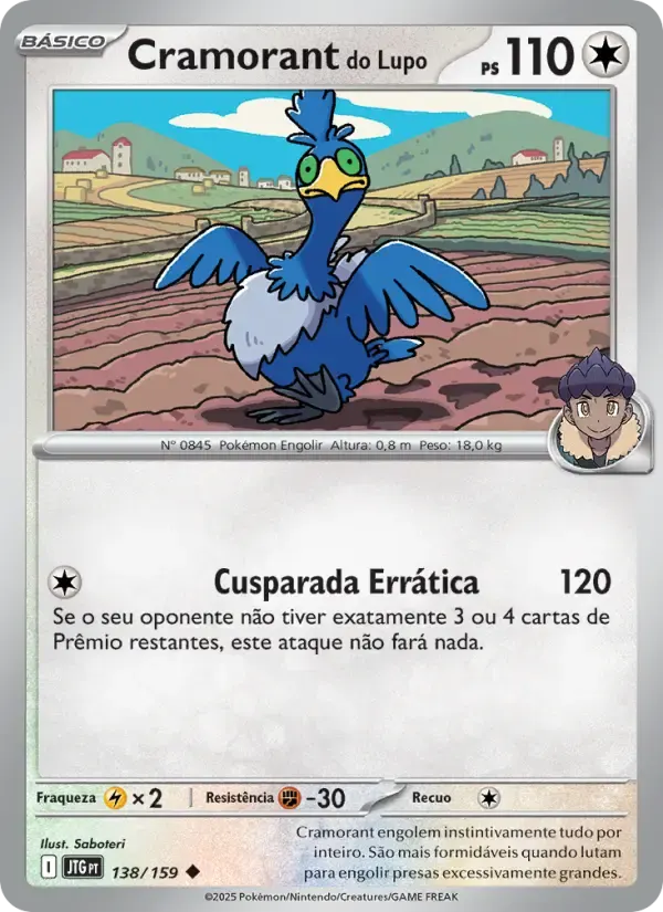 Cramorant do Lupo — Amigos de Jornada 138 Portuguese Pokémon card