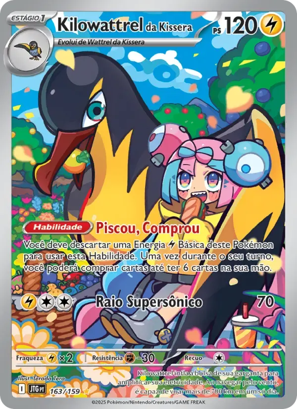 Kilowattrel da Kissera — Amigos de Jornada 163 Portuguese Pokémon card