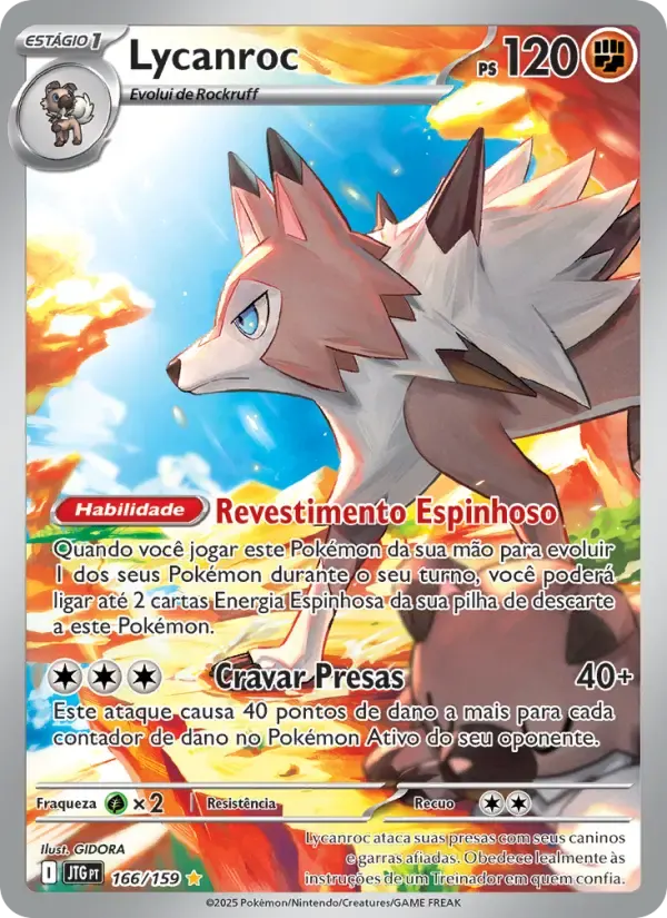 Lycanroc — Amigos de Jornada 166 Portuguese Pokémon card