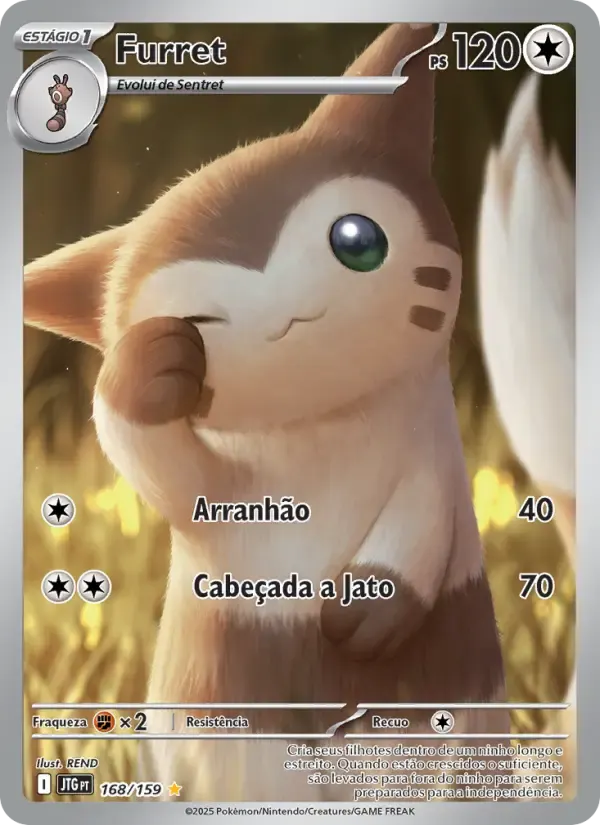 Furret — Amigos de Jornada 168 Portuguese Pokémon card