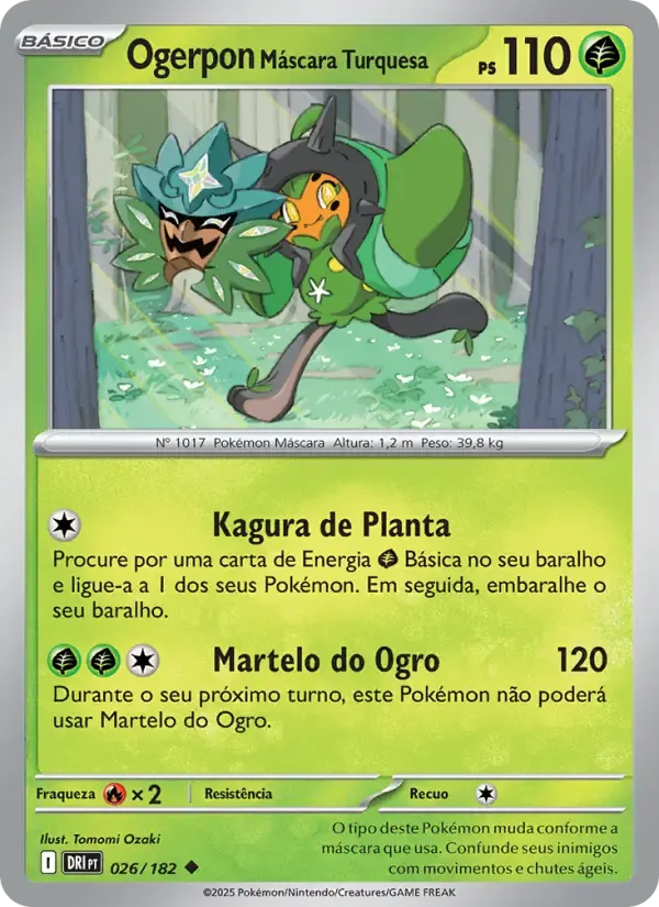 Ogerpon Máscara Turquesa — Rivais Predestinados 26 Portuguese Pokémon card