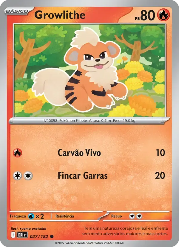 Growlithe — Rivais Predestinados 27 Portuguese Pokémon card