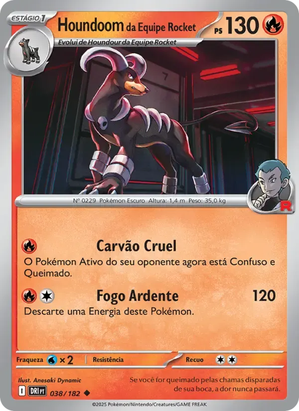 Houndoom da Equipe Rocket — Rivais Predestinados 38 Portuguese Pokémon card