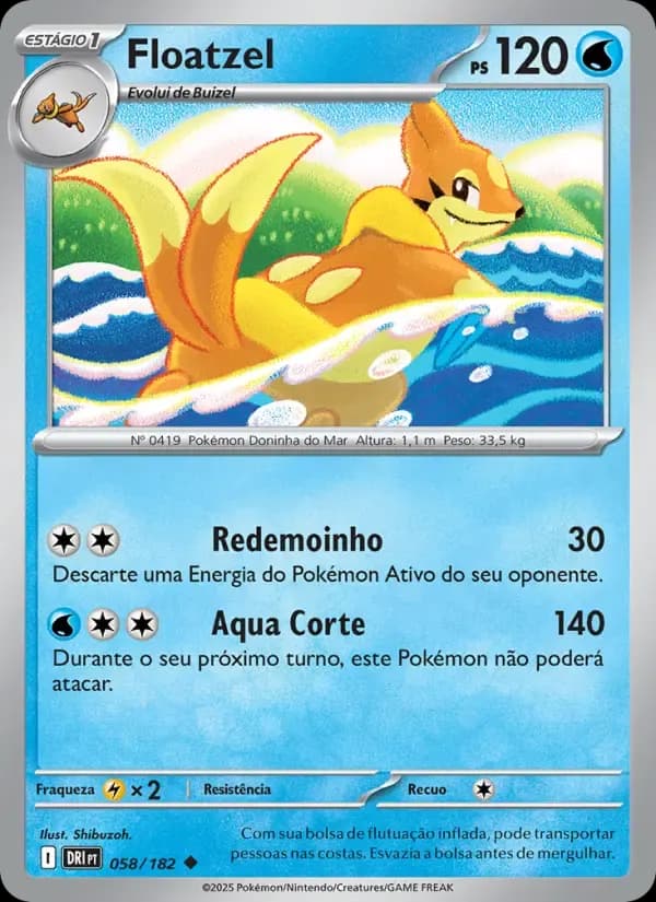Floatzel — Rivais Predestinados 58 Portuguese Pokémon card