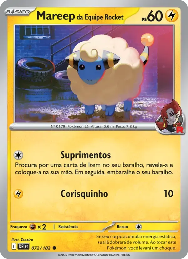 Mareep da Equipe Rocket — Rivais Predestinados 72 Portuguese Pokémon card