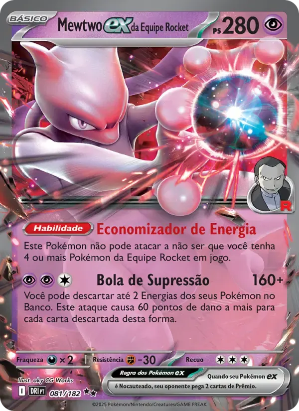 Mewtwo ex da Equipe Rocket — Rivais Predestinados 81 Portuguese Pokémon card