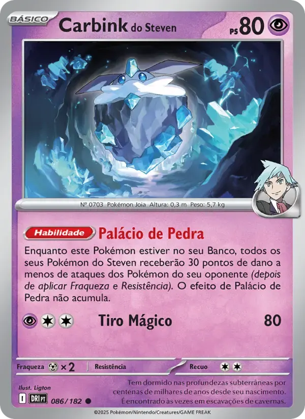 Carbink do Steven — Rivais Predestinados 86 Portuguese Pokémon card